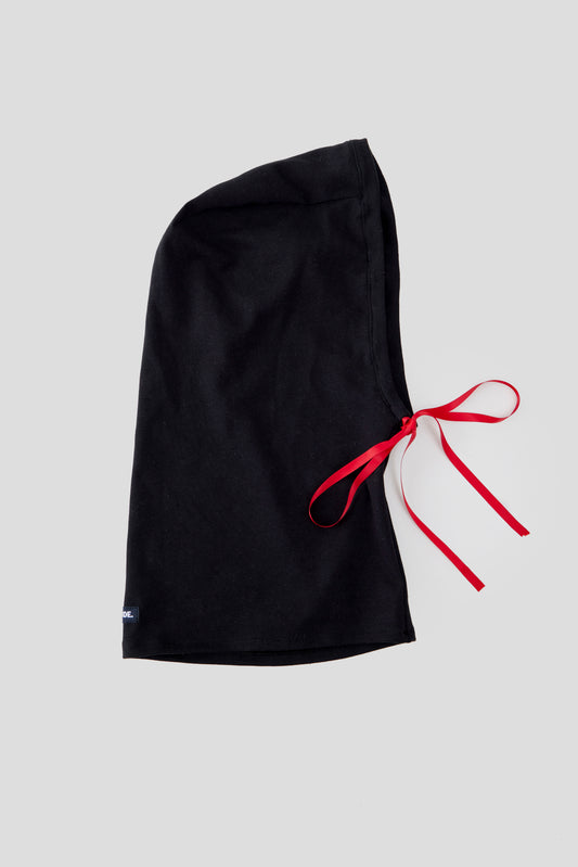 Balaclava negra lazo rojo