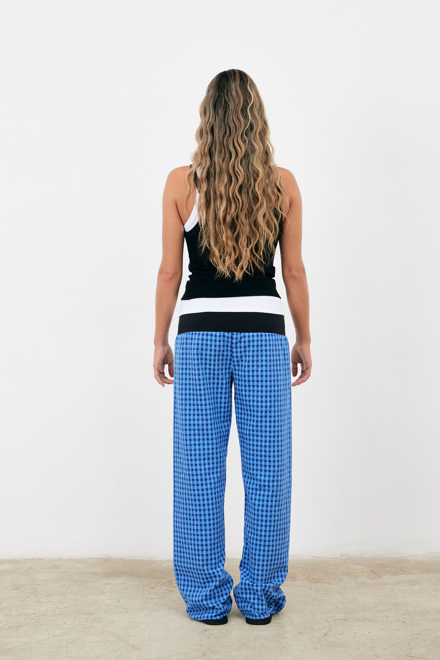Pantalón Vichy azul goma
