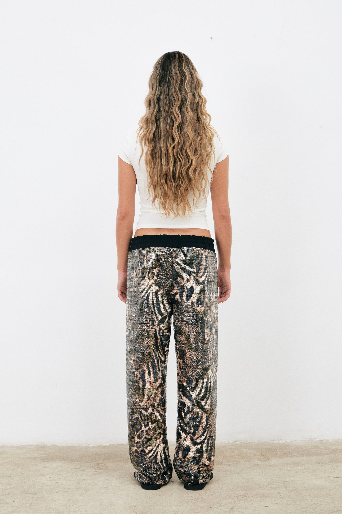 Pantalón lentejuelas leopardo