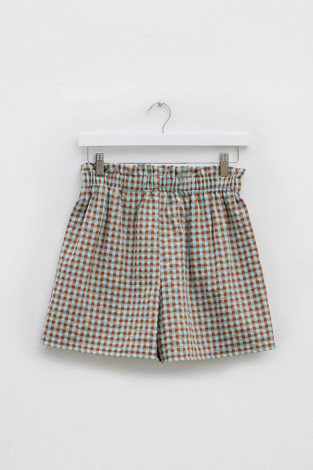 Pantalones Cortos Vichy Marrón y Azul