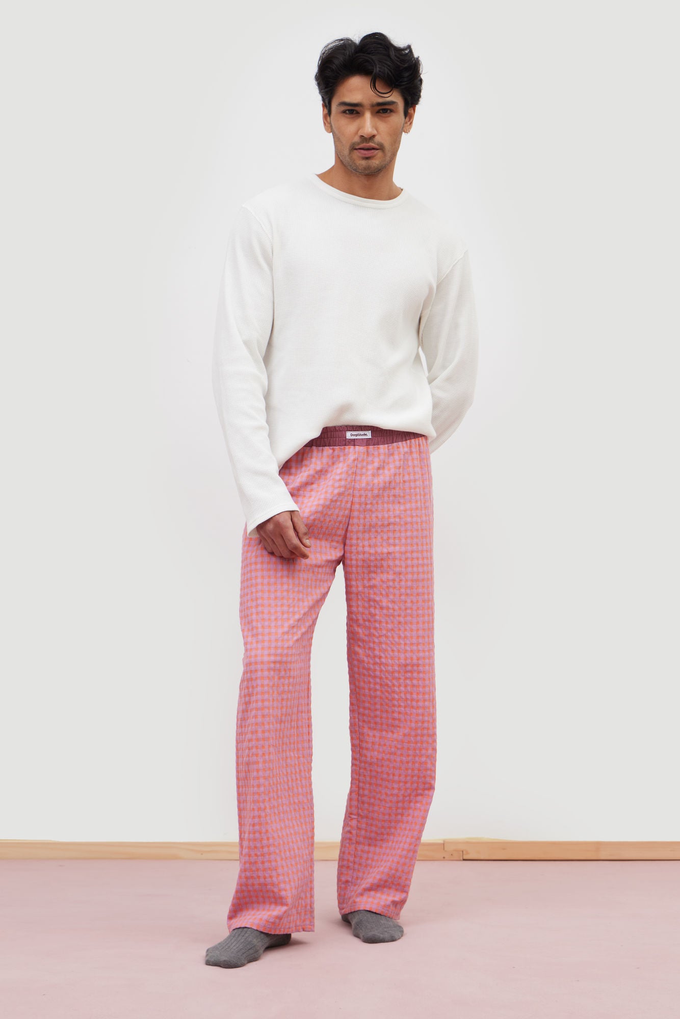 Pantalones Cuadros Multicolor Rosa y Naranja