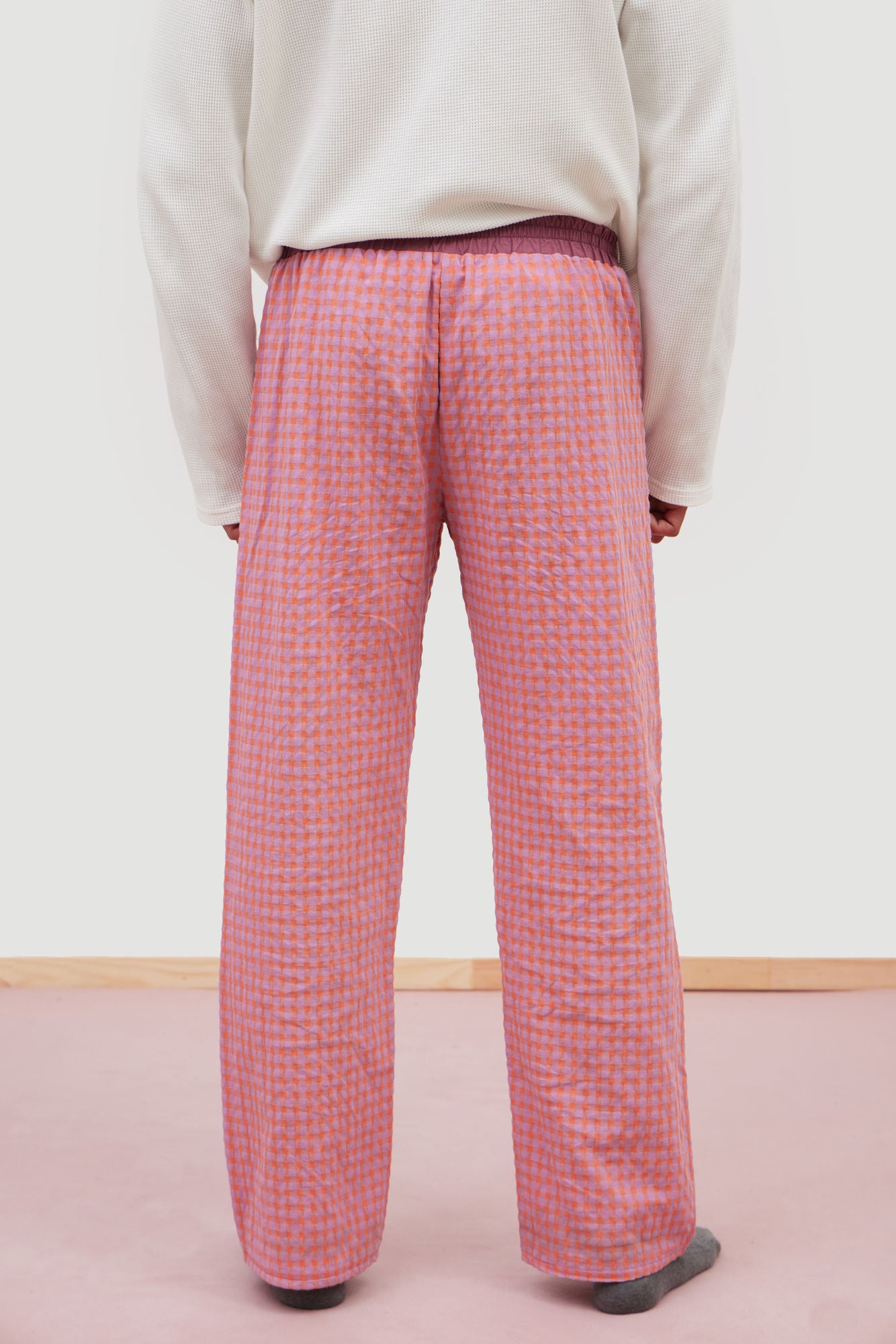 Pantalones Cuadros Multicolor Rosa y Naranja
