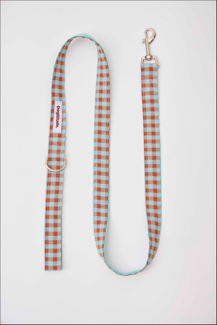 Correa Vichy Marrón y Azul 25mm