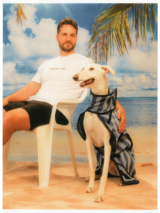 Dog Robe – Blue Stripe