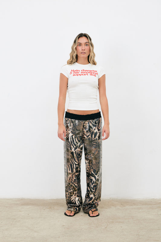 Pantalón lentejuelas leopardo