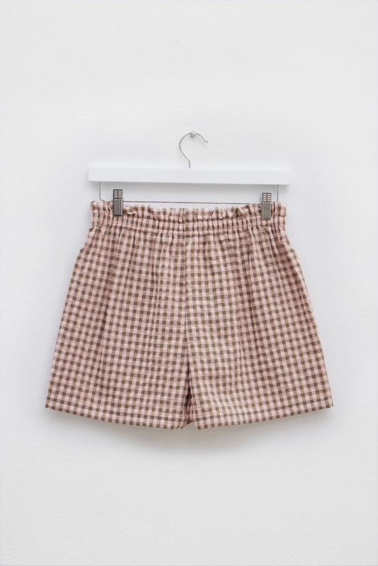 Pantalones Cortos Vichy Marrón y Rosa