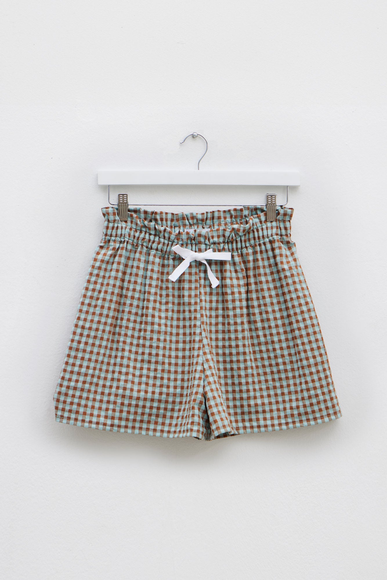 Pantalones Cortos Vichy Marrón y Azul