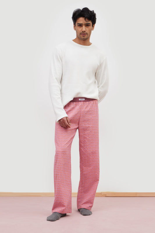 Pantalones Cuadros Multicolor Rosa y Naranja